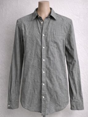 H&M Men Gray Button Down Shirt Slim Casual Size S Cotton Blend